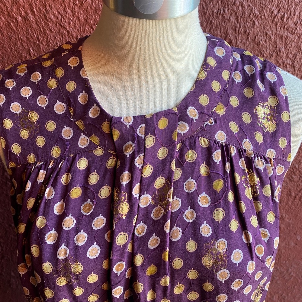 Vintage Anna Sui Metallic Gold Indian Tunic Shift Dress 10 - Picture 5 of 9